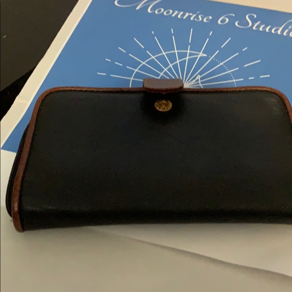Wallet black with brown trim